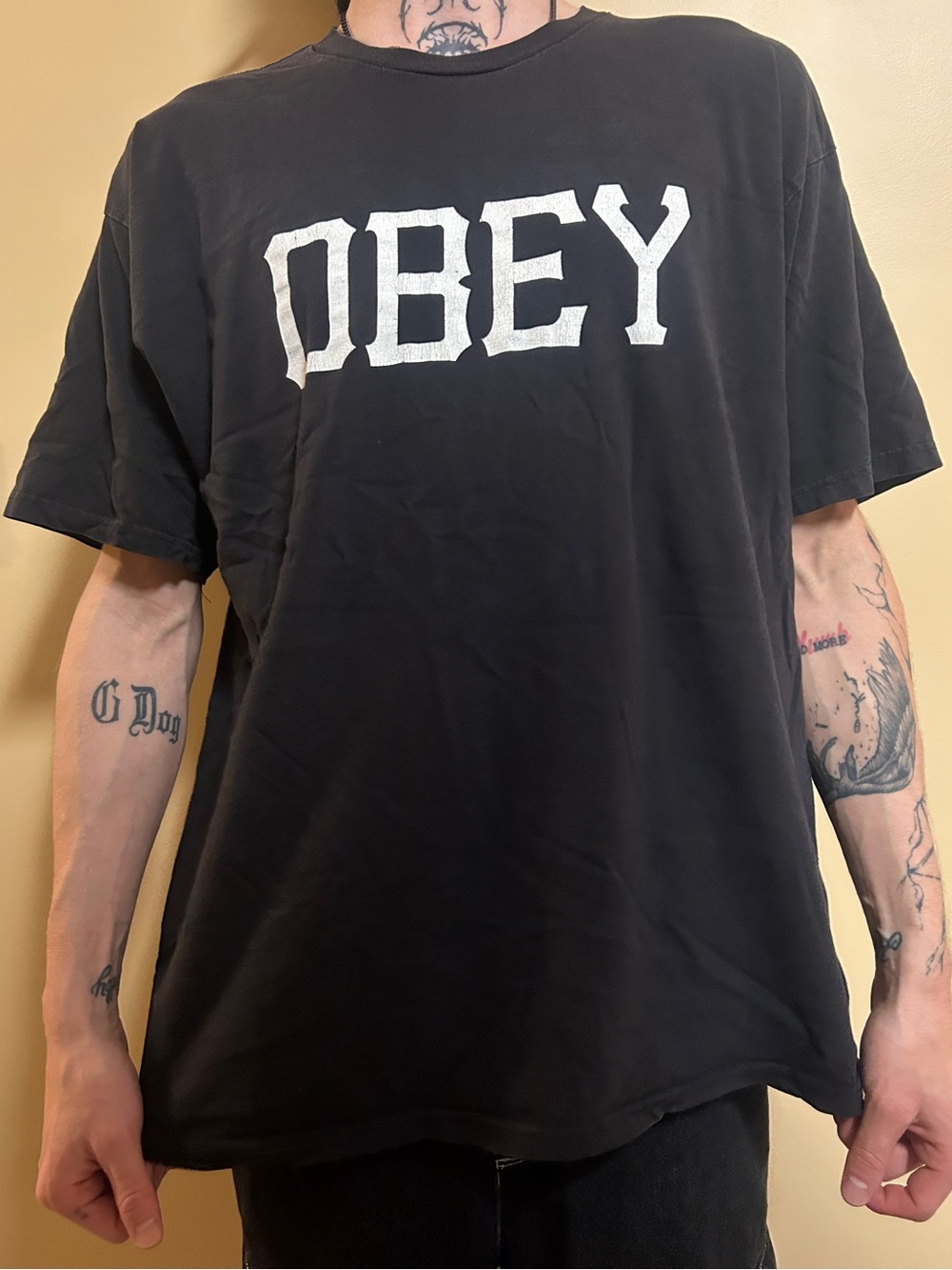Obey Black Tee with White Block Logo